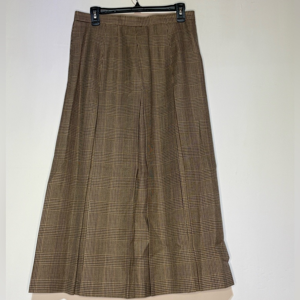 Brooks brothers long pleated plaid skirt